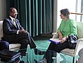 Image 35Foreign Minister of Somalia Mohamed Abdullahi Omaar in a meeting with UNDP Administrator Helen Clark and other diplomats at the UN headquarters in New York. (from History of Somalia)