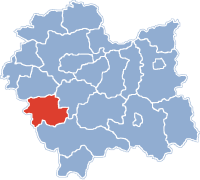 Lage des Powiat Suski in Kleinpolen