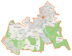 Mapa konturowa gminy Piaseczno, na dole po prawej znajduje się punkt z opisem „Chojnów”