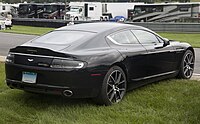 Rear three-quarters view of a silver 2015 Rapide S.