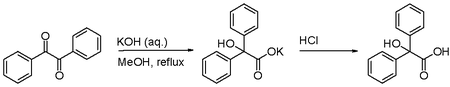 Réarrangement du benzile en acide benzilique.