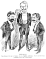 Image 31Gilbert and Sullivan with Richard D'Oyly Carte, in a sketch by Alfred Bryan for The Entr'acte (from Portal:Theatre/Additional featured pictures)