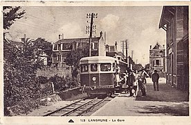 Micheline en gare de Langrune (entre-deux-guerres).