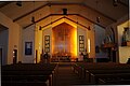 This Lutheran sanctuary delineates the standard practice of the pulpit being located in the Gospel side and the lectern being located in the Epistle side.