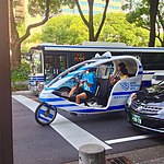 会期中、移動車両として使われたベロタクシー。名古屋市中区栄。