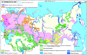 Map of the ethnic groups living in USSR, 1970