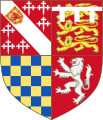 Coat of arms of the Howard Dukes of Norfolk, starting with Thomas Howard, 2nd Duke of Norfolk.Quarterly of 4: 1: Howard, with augmentation of honour; 2: Plantagenet, arms of Thomas of Brotherton, 1st Earl of Norfolk; 3: Chequy or and azure (de Warenne, Earl of Surrey); 4: Mowbray