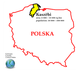 Location of Kashubia in Poland