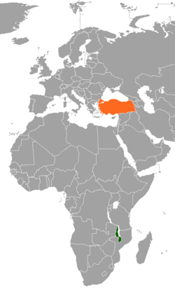 Haritada gösterilen yerlerde Malawi ve Turkey