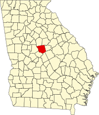 Locatie van Jones County in Georgia