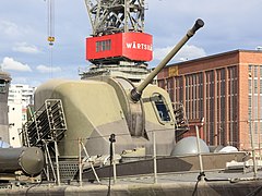 Bofors 57/70 Mark 1 on a Swedish Norrköping-class missile boat.