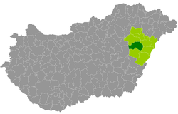 A Hajdúszoboszlói járás elhelyezkedése Magyarországon
