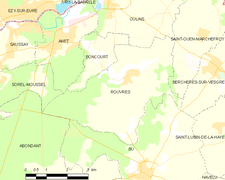 Carte de la commune de Rouvres.