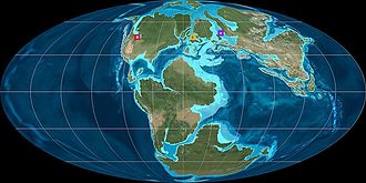 Karte der Welt im Jura mit eingezeichneten Fundorten