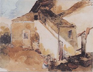 Landelijk tafereel, aquarel, ca. 1830