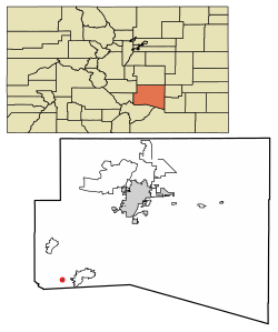 Location of Rye in Pueblo County, Colorado.