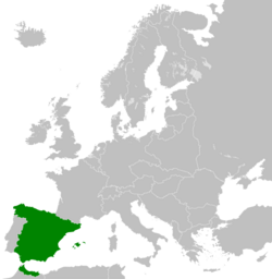 อาณาเขตของสาธารณรัฐสเปนที่ 2 ในทวีปยุโรป และรัฐอารักขาในโมร็อกโก
