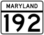 Maryland Route 192 marker