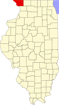 Map of Ilinois highlighting Jo Daviess County