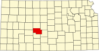 Map of Kansas highlighting Pawnee County