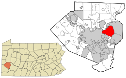 Location in Allegheny County and state of پنسلوانیا