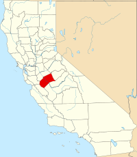 Map of California highlighting Merced County