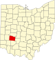 Localização do Map of Ohio highlighting Greene County
