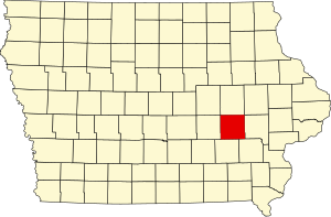 Map of Iowa highlighting Iowa County