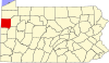 State map highlighting Mercer County