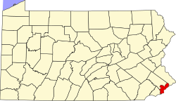 Localização no condado de Filadélfia