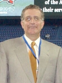 Photo of former NFL commissioner Paul Tagliabue at an NFL stadium in August 2002.