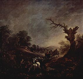 Thomas Gainsborough, Coucher de soleil, les chevaux s'abreuvent, 1760.