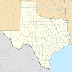 Mapa konturowa Teksasu, po prawej znajduje się punkt z opisem „Texas A&M University”