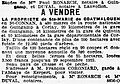 Annonce de la mise en vente de la propriété de Coat-Mallouen en 1919 (journal L'Ouest-Éclair du 30 août 1919).