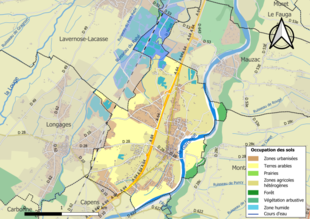 Carte en couleurs présentant l'occupation des sols.