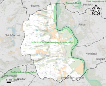 Carte de la ZNIEFF de type 1 sur la commune.