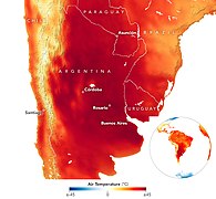 Varm-onda intensigo. Okazaĵoj kiel la varmondo de 2022 en la Suda Konuso estas iĝantaj pli oftaj.[101]