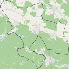 Mapa konturowa gminy Koszęcin, blisko centrum u góry znajduje się punkt z opisem „Zespół pałacowy w Koszęcinie”