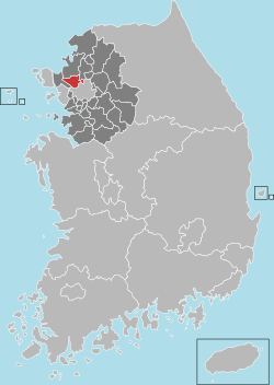 高陽市在韓國及京畿道的位置