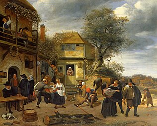 Jan Steen, Paysans devant une auberge (1653).