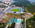 Le stade vu des tremplins.