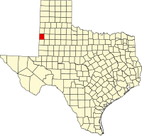 Map of Teksas highlighting Cochran County