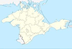 Location o the  Autonomous Republic o Crimea  (licht yellae) in the Crimean Peninsula