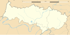 Mapa konturowa Doliny Oise, po prawej nieco u góry znajduje się punkt z opisem „Luzarches”