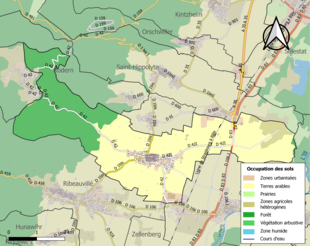 Carte en couleurs présentant l'occupation des sols.