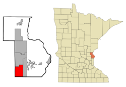 Location of the city of Wyoming within Chisago County, Minnesota