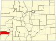 Harta statului Colorado indicând comitatul Dolores