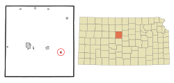 Location within Russell County and Kansas