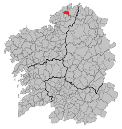 Cerdido'nun Galicia'daki konumu