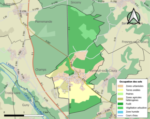 Carte en couleurs présentant l'occupation des sols.